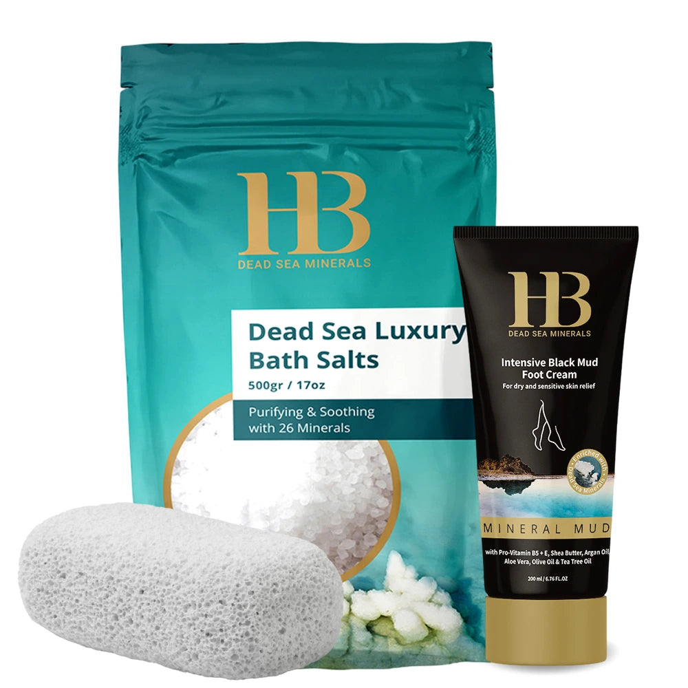 Sel de la mer Morte + Pierre de lave + Crème pour les pieds